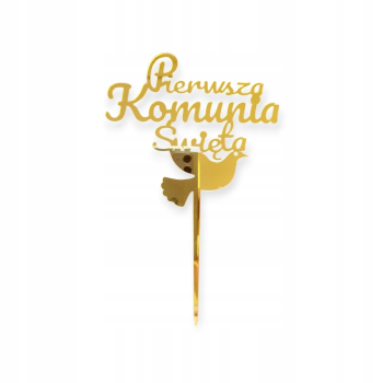 Topper Komunia Złote Lustro Dekoracja plexi na tort