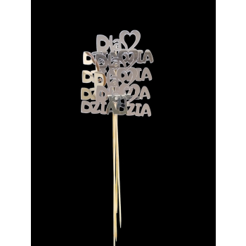 Topper Pik Dzien Dziadka Srebrne Lustro Napis Na Piku 4 sztuki