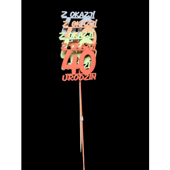 Topper Pik Urodziny Z Okazji Urodzin 40 Dekoracja Napis Na Piku 4 sztuki